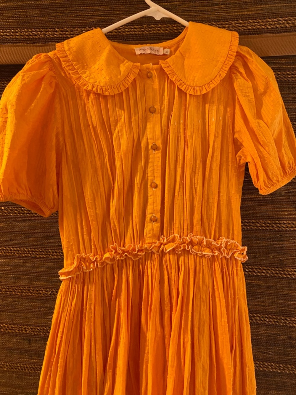 Ivy City Co Bright Yellow Puff-Sleeve Midi Dress with Peter Pan Collar - Picture 4 of 5